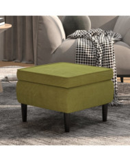 Tabouret avec pieds en bois Vert clair Velours | Mobilier & Déco