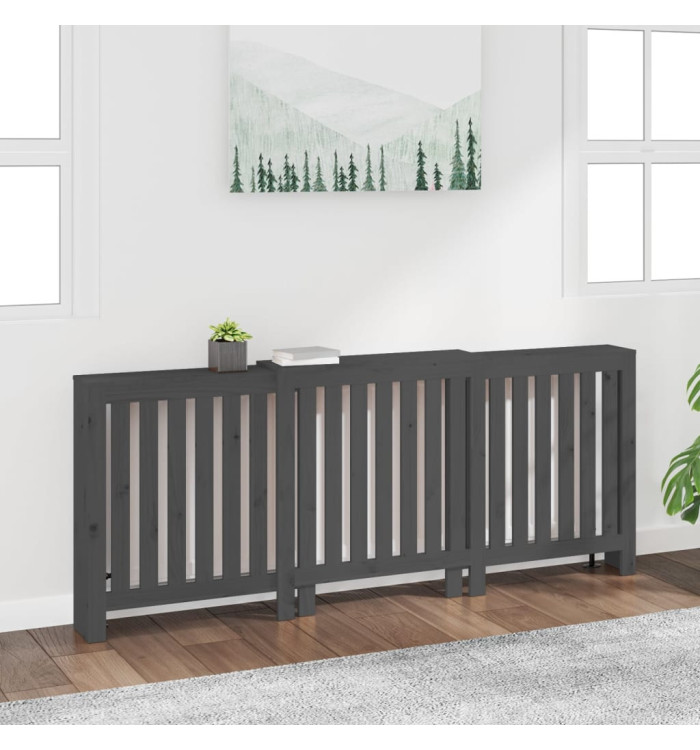 Cache-radiateur Gris 210x21x85 cm Bois massif de pin | Mobilier & Déco