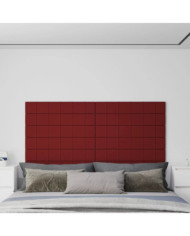 Panneaux muraux 12 pcs Rouge bordeaux 90x15 cm Tissu 1,62 m² | Mobilier & Déco