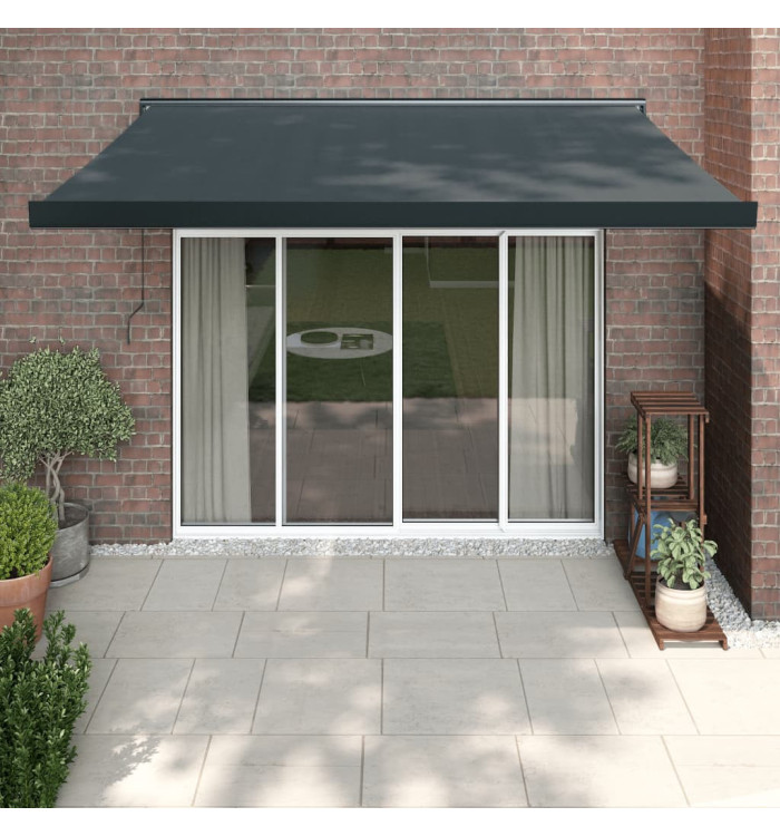 Auvent rétractable anthracite 3,5x2,5 m tissu et aluminium | Mobilier & Déco