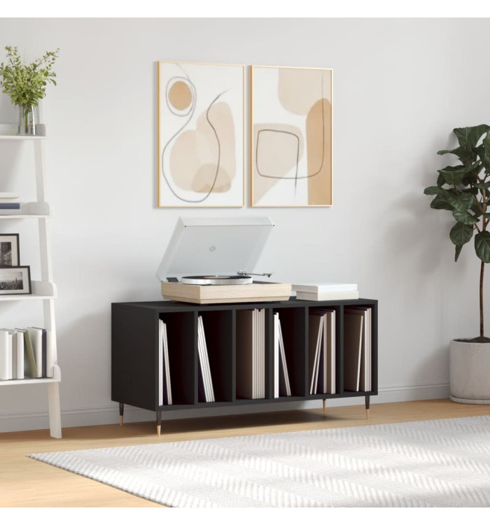 Armoire à disques noir 100x38x48 cm bois d'ingénierie | Mobilier & Déco