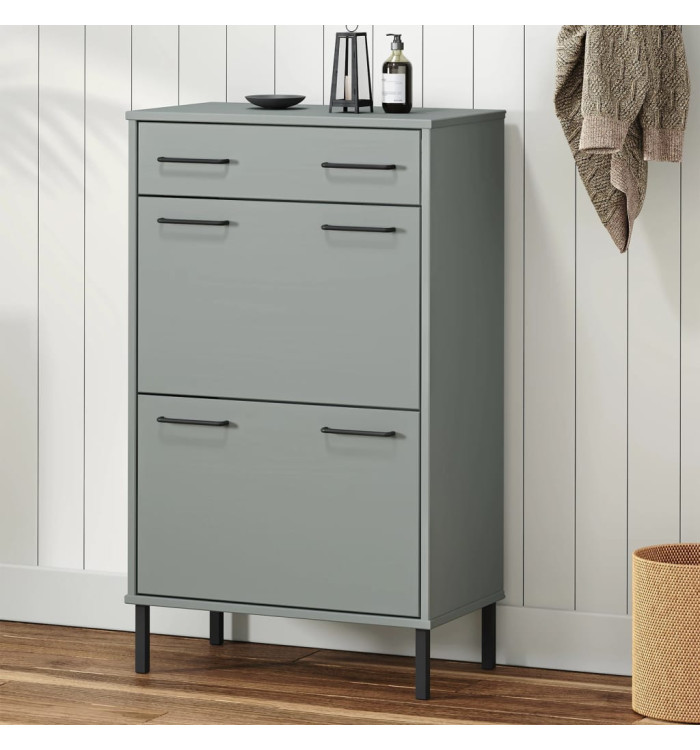 Étagère à chaussures et pieds en métal Gris Bois de pin OSLO | Mobilier & Déco