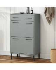 Étagère à chaussures et pieds en métal Gris Bois de pin OSLO | Mobilier & Déco