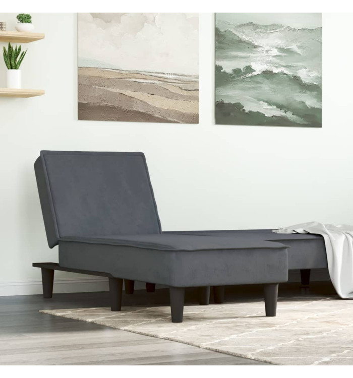 Chaise longue gris foncé velours | Mobilier & Déco