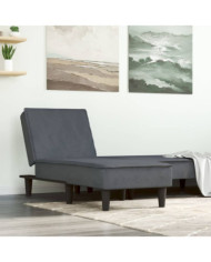 Chaise longue gris foncé velours | Mobilier & Déco
