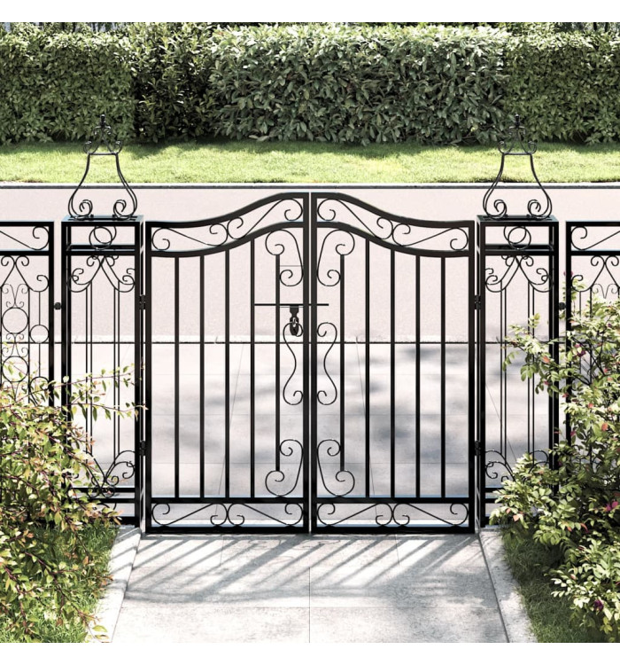 Portail de jardin noir 121x8x100 cm fer forgé | Mobilier & Déco