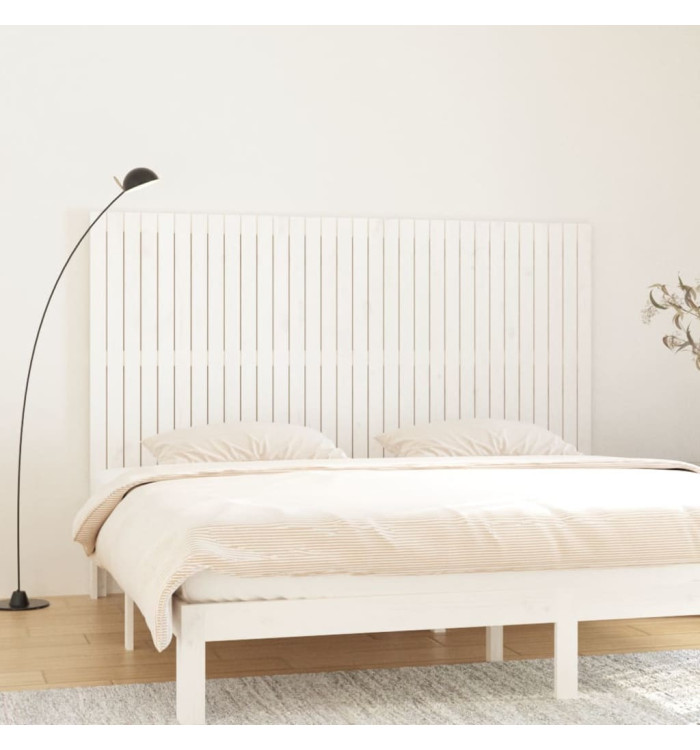 Tête de lit murale Blanc 204x3x110 cm Bois massif de pin | Mobilier & Déco