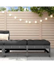 Repose-pieds de jardin coussins lot de 2 gris bois pin massif | Mobilier & Déco