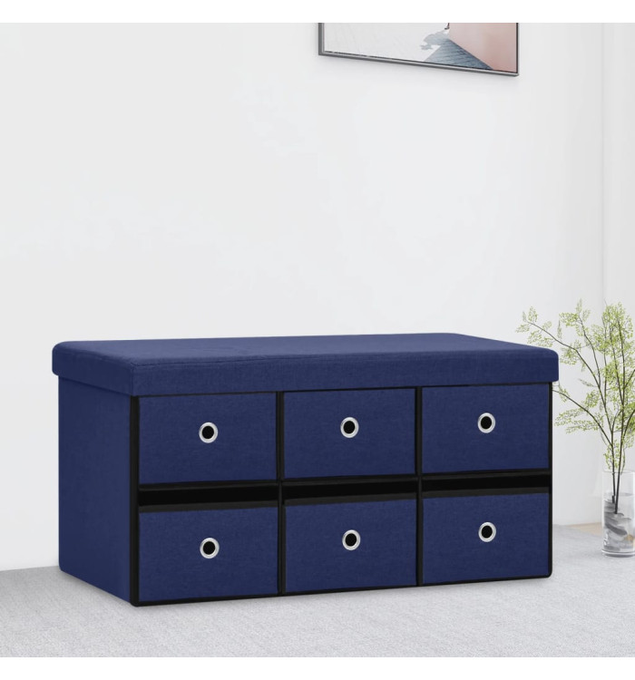 Banc de rangement pliable Bleu 76x38x38 cm Faux lin | Mobilier & Déco