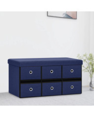 Banc de rangement pliable Bleu 76x38x38 cm Faux lin | Mobilier & Déco