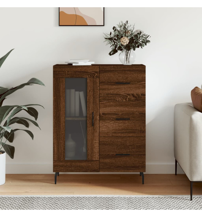 Buffet chêne marron 69,5x34x90 cm bois d'ingénierie | Mobilier & Déco