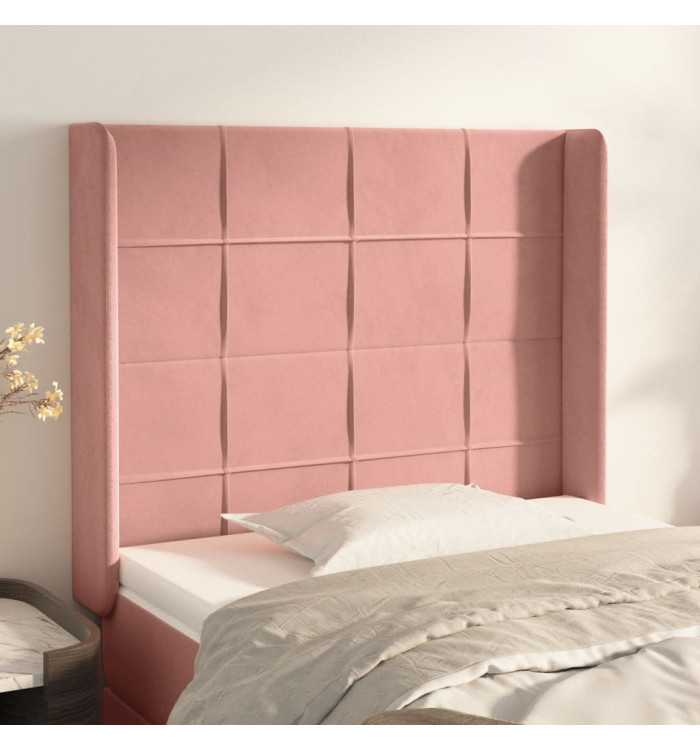 Tête de lit avec oreilles Rose 93x16x118/128 cm Velours | Mobilier & Déco