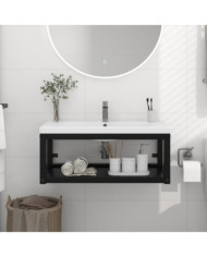 Cadre de lavabo de salle de bain mural Noir 79x38x31 cm Fer | Mobilier & Déco