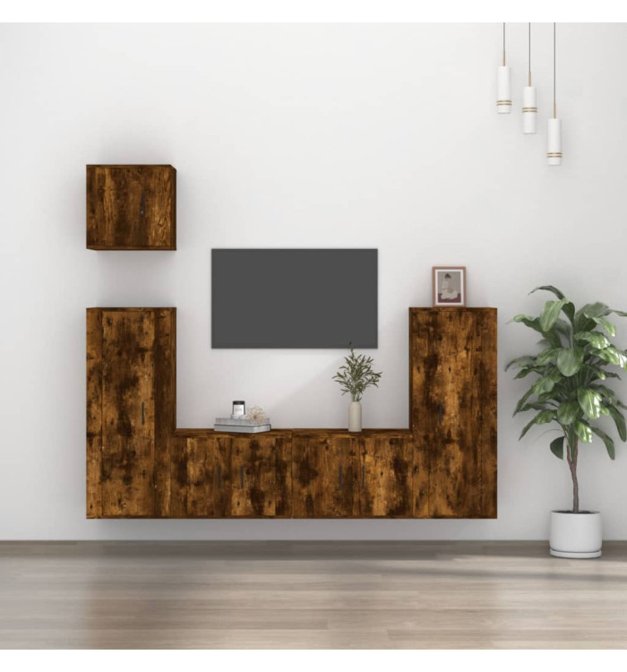 Ensemble de meubles TV 5 pcs Chêne fumé Bois d'ingénierie | Mobilier & Déco
