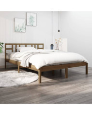 Cadre de lit sans matelas marron miel 120x200 cm bois massif | Mobilier & Déco