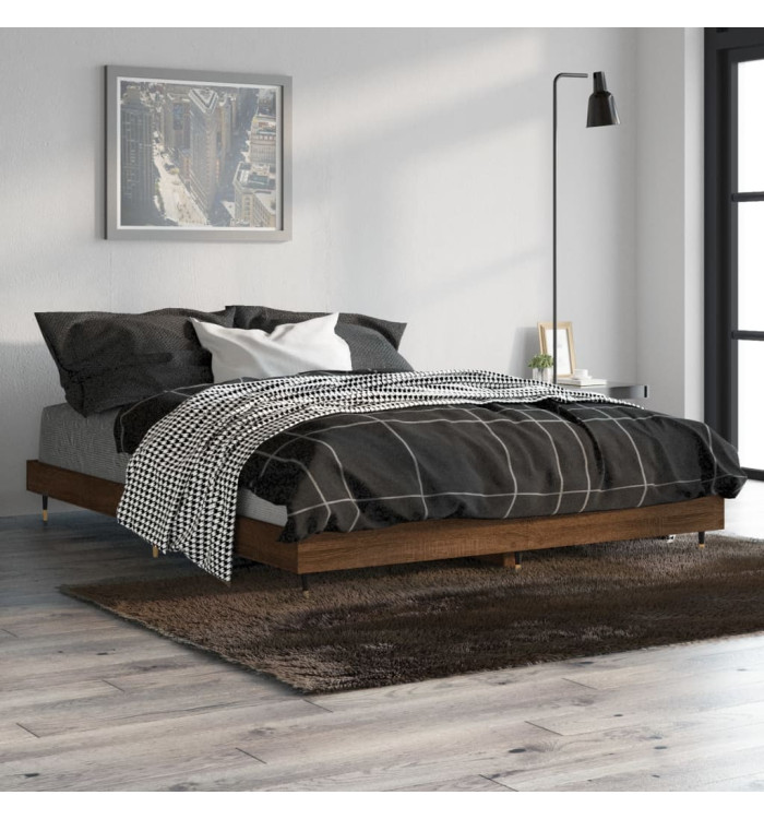 Cadre de lit sans matelas chêne marron 135x190 cm | Mobilier & Déco