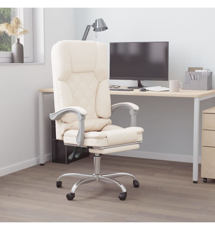 Fauteuil de massage inclinable de bureau Crème Similicuir | Mobilier & Déco