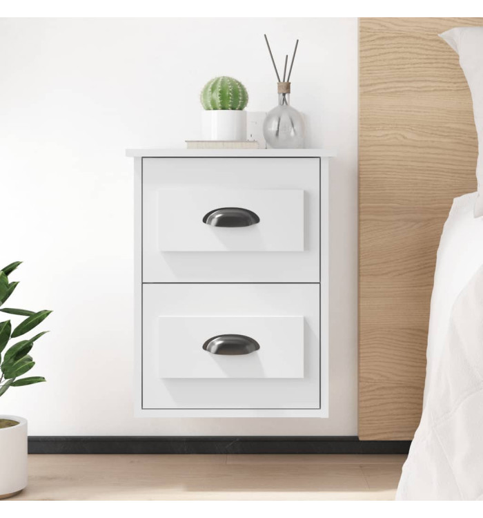 Tables de chevet murales 2 pcs blanc 41,5x36x53 cm | Mobilier & Déco