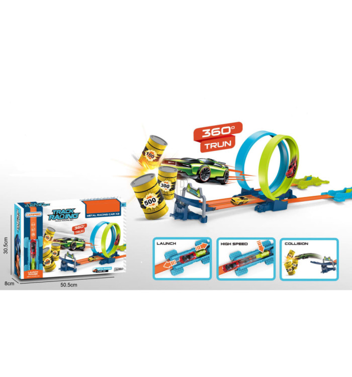 Tender Toys Jeu de piste de course automobile 24 pcs gris et bleu | Mobilier & Déco