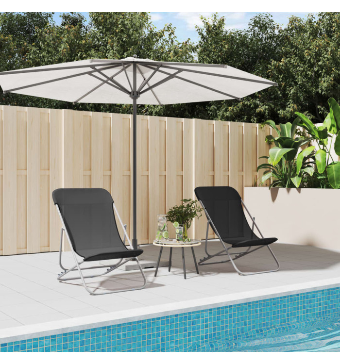 Chaises plage pliantes lot de 2 textilène acier enduit poudre | Mobilier & Déco