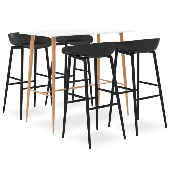 Ensemble de bar 5 pcs Blanc et noir | Mobilier & Déco