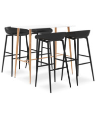 Ensemble de bar 5 pcs Blanc et noir | Mobilier & Déco