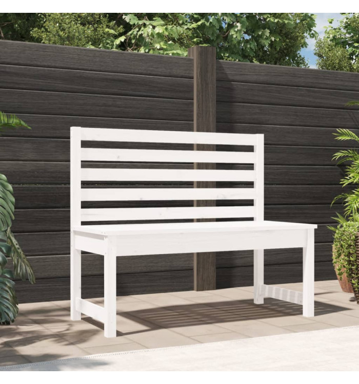 Banc de jardin blanc 109 cm bois massif de pin | Mobilier & Déco
