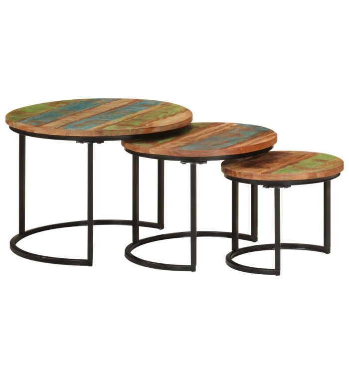 Tables gigognes 3 pcs bois massif de récupération | Mobilier & Déco