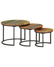 Tables gigognes 3 pcs bois massif de récupération | Mobilier & Déco