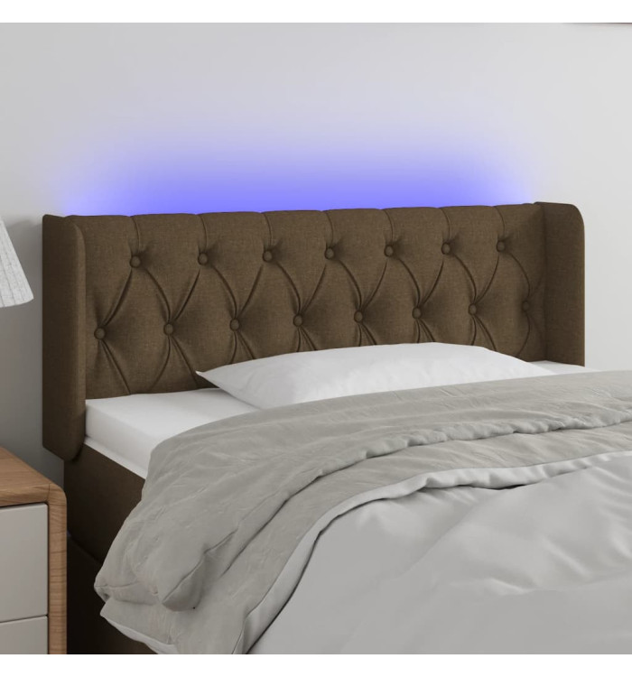 Tête de lit à LED Marron foncé 103x16x78/88 cm Tissu | Mobilier & Déco