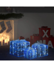 Boîtes-cadeaux de Noël décoratives 3 pcs Acrylique Blanc froid | Mobilier & Déco