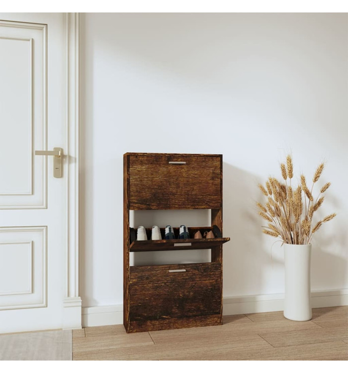 Armoire à chaussures Chêne fumé 59x17x108 cm Bois d'ingénierie | Mobilier & Déco
