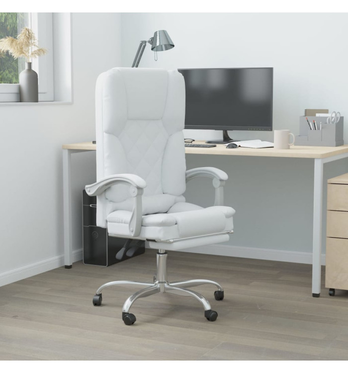 Fauteuil de massage inclinable de bureau Blanc Similicuir | Mobilier & Déco