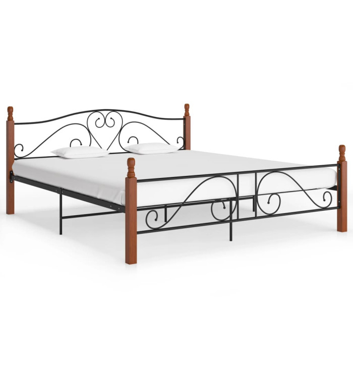 Cadre de lit sans matelas noir métal 200x200 cm | Mobilier & Déco