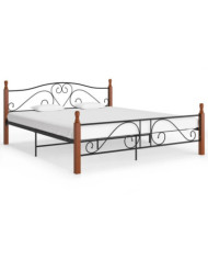 Cadre de lit sans matelas noir métal 200x200 cm | Mobilier & Déco