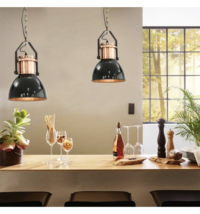 Plafonniers 2 pcs Noir Rond E27 | Mobilier & Déco