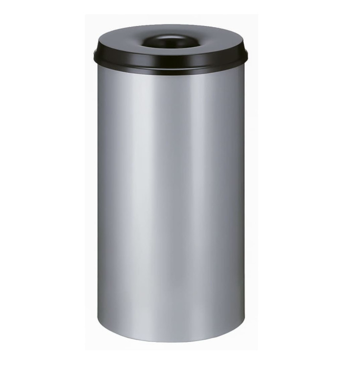V-Part Corbeille à papier auto-extinguible 50 L Argenté et noir | Mobilier & Déco