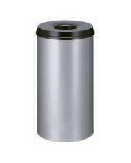 V-Part Corbeille à papier auto-extinguible 50 L Argenté et noir | Mobilier & Déco
