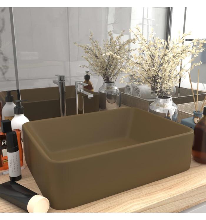 Lavabo de luxe Crème mat 41x30x12 cm Céramique | Mobilier & Déco