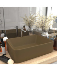 Lavabo de luxe Crème mat 41x30x12 cm Céramique | Mobilier & Déco