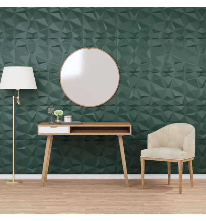 Panneaux muraux 24 pcs vert 50x50 cm XPS 6 m² losange | Mobilier & Déco