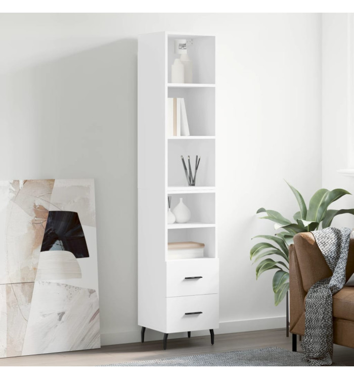 Buffet haut Blanc 34,5x34x180 cm Bois d'ingénierie | Mobilier & Déco