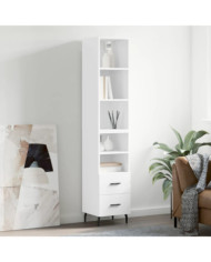 Buffet haut Blanc 34,5x34x180 cm Bois d'ingénierie | Mobilier & Déco