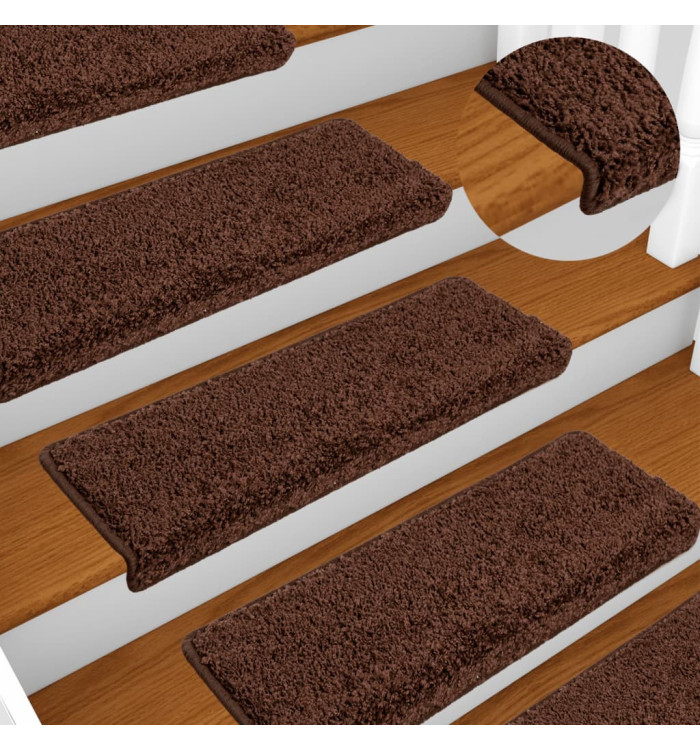 Tapis d'escalier 10 pcs 65x21x4 cm Marron | Mobilier & Déco