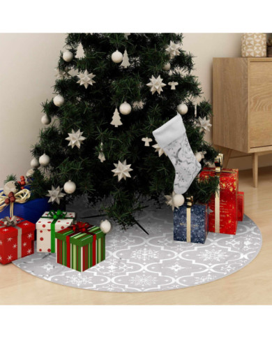 Jupe de sapin de Noël de luxe avec chaussette Blanc 90 cm Tissu | Mobilier & Déco