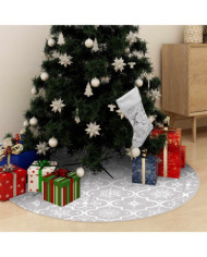 Jupe de sapin de Noël de luxe avec chaussette Blanc 90 cm Tissu | Mobilier & Déco