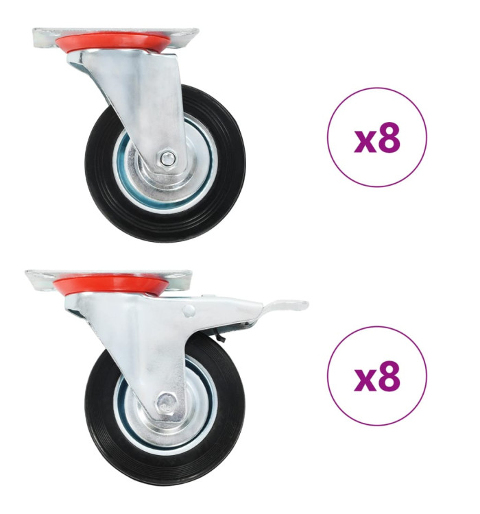 16 pcs Roulettes pivotantes 100 mm | Mobilier & Déco