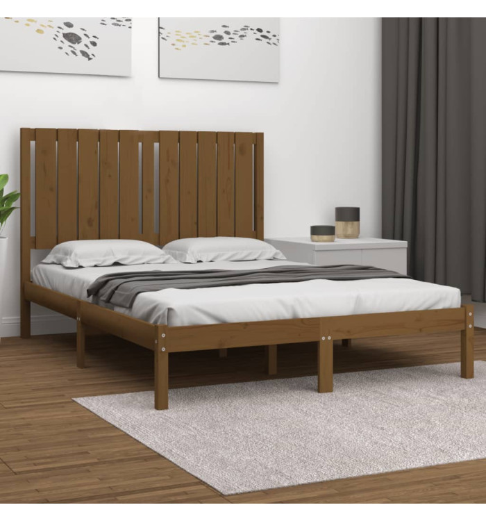 Cadre de lit sans matelas marron miel 120x200 cm pin massif | Mobilier & Déco