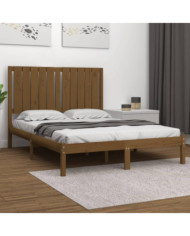 Cadre de lit sans matelas marron miel 120x200 cm pin massif | Mobilier & Déco