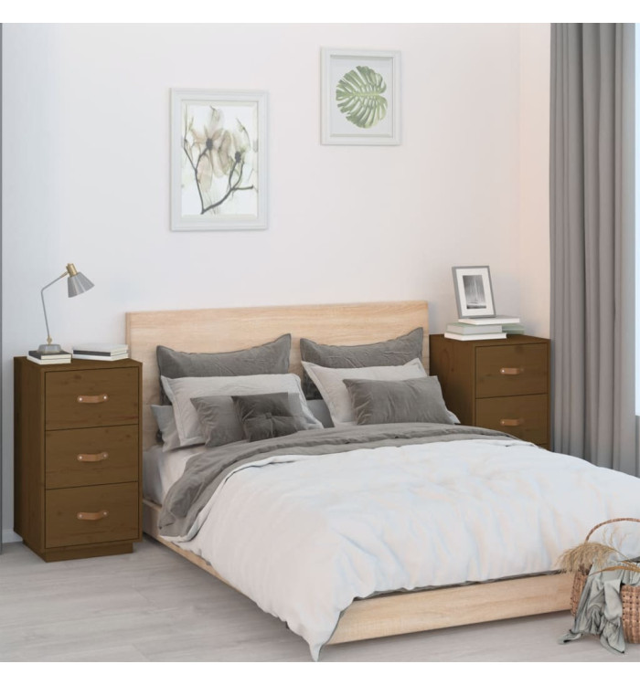   Tables de chevet 2 pcs Marron 40x40x75 cm Bois de pin massif | Mobilier & Déco
